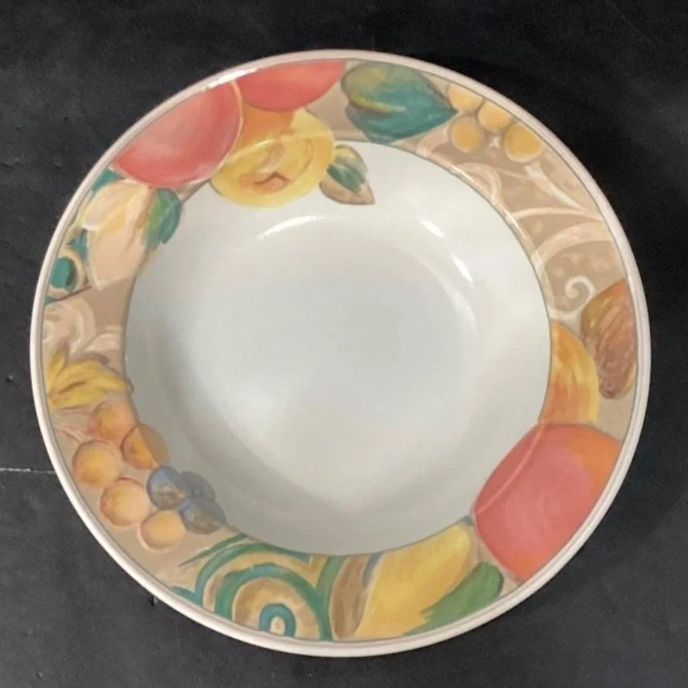 Mikasa Heritage Orchard Odyssey Cereal Bowls, Set of 2, Vtg Stoneware Dinnerware